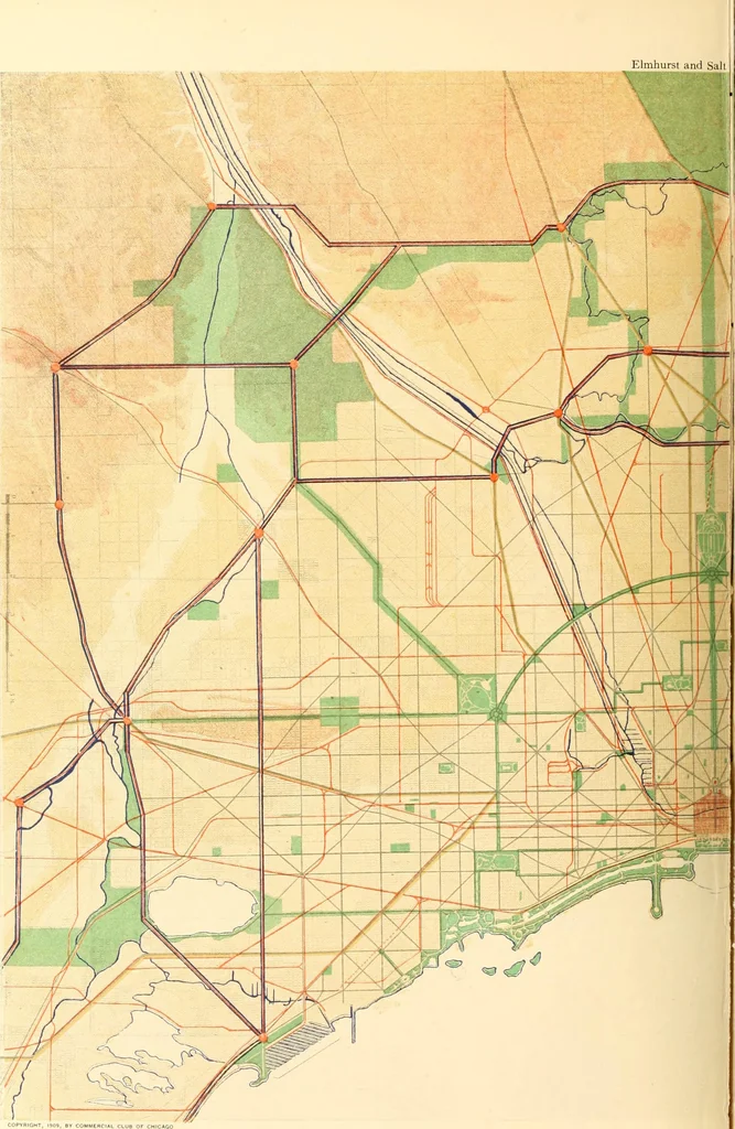 An illustration from Plan of Chicago prepared under the direction of the Commercial club during the years 1906, 1907, and 1908, 1909, leaf 75