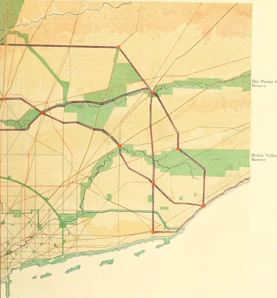 An illustration from Plan of Chicago prepared under the direction of the Commercial club during the years 1906, 1907, and 1908, 1909, leaf 76