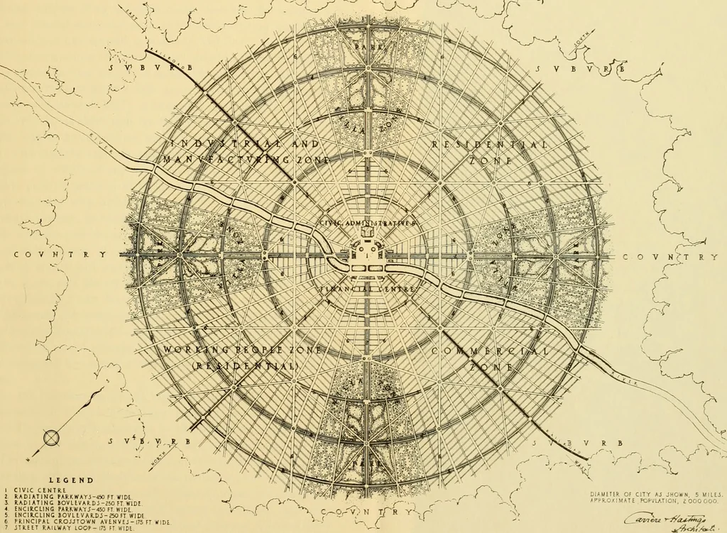 An illustration from A plan of the city of Hartford. Preliminary report by Carrere & Hastings, advisory architects, to the Commission on the city plan of the city of Hartford, Connecticut, in relation to the rectification of the present plan and the development and extension of the city, 1912, leaf 20