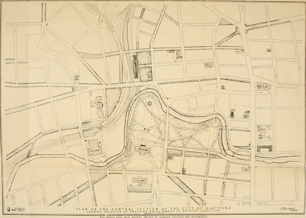 An illustration from A plan of the city of Hartford. Preliminary report by Carrere & Hastings, advisory architects, to the Commission on the city plan of the city of Hartford, Connecticut, in relation to the rectification of the present plan and the development and extension of the city, 1912, leaf 51
