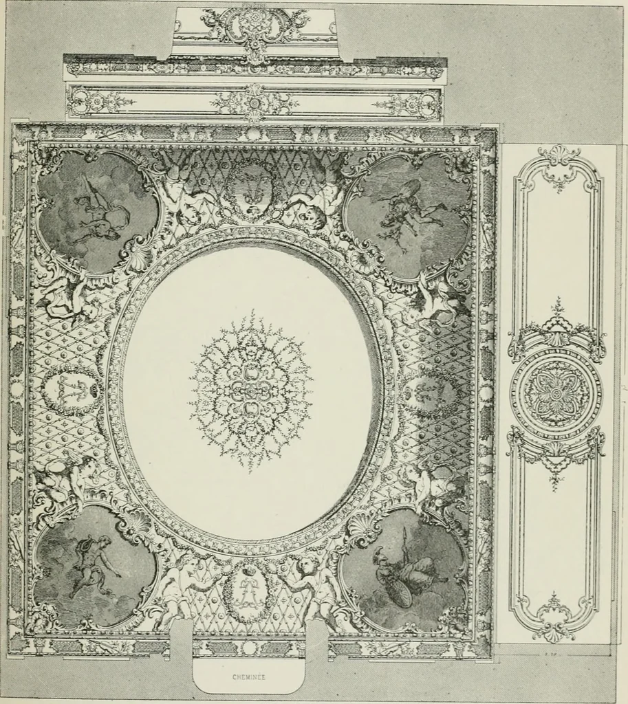 An illustration from Plastering, plain and decorative. A practical treatise on the art & craft of plastering and modelling, including full descriptions of the various tools, materials, processes, and appliances employed ... together with an account of historical plastering in England, Scotland, and Ireland, accompanied by numerous examples, 1899, leaf 100