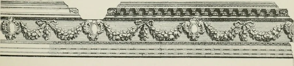 An illustration from Plastering, plain and decorative. A practical treatise on the art & craft of plastering and modelling, including full descriptions of the various tools, materials, processes, and appliances employed ... together with an account of historical plastering in England, Scotland, and Ireland, accompanied by numerous examples, 1899, leaf 106