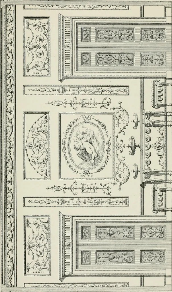 An illustration from Plastering, plain and decorative. A practical treatise on the art & craft of plastering and modelling, including full descriptions of the various tools, materials, processes, and appliances employed ... together with an account of historical plastering in England, Scotland, and Ireland, accompanied by numerous examples, 1899, leaf 114