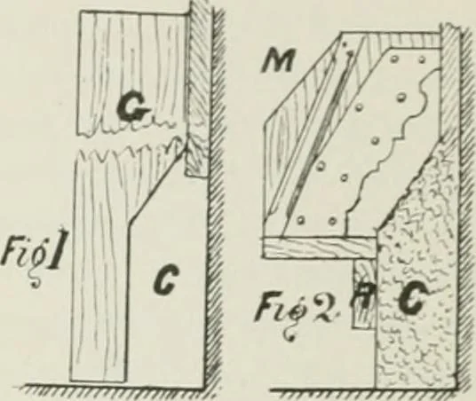 An illustration from Plastering, plain and decorative. A practical treatise on the art & craft of plastering and modelling, including full descriptions of the various tools, materials, processes, and appliances employed ... together with an account of historical plastering in England, Scotland, and Ireland, accompanied by numerous examples, 1899, leaf 182