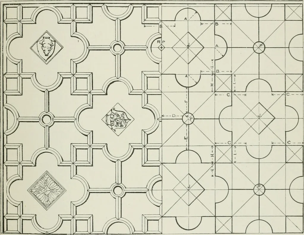 An illustration from Plastering, plain and decorative. A practical treatise on the art & craft of plastering and modelling, including full descriptions of the various tools, materials, processes, and appliances employed ... together with an account of historical plastering in England, Scotland, and Ireland, accompanied by numerous examples, 1899, leaf 220