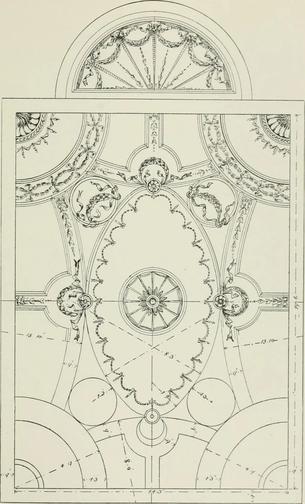 An illustration from Plastering, plain and decorative. A practical treatise on the art & craft of plastering and modelling, including full descriptions of the various tools, materials, processes, and appliances employed ... together with an account of historical plastering in England, Scotland, and Ireland, accompanied by numerous examples, 1899, leaf 228