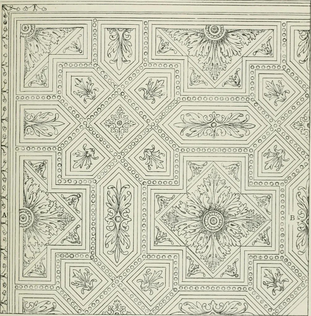 An illustration from Plastering, plain and decorative. A practical treatise on the art & craft of plastering and modelling, including full descriptions of the various tools, materials, processes, and appliances employed ... together with an account of historical plastering in England, Scotland, and Ireland, accompanied by numerous examples, 1899, leaf 230
