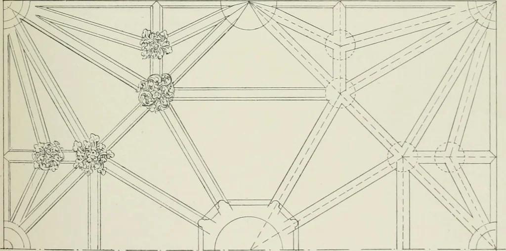 An illustration from Plastering, plain and decorative. A practical treatise on the art & craft of plastering and modelling, including full descriptions of the various tools, materials, processes, and appliances employed ... together with an account of historical plastering in England, Scotland, and Ireland, accompanied by numerous examples, 1899, leaf 242