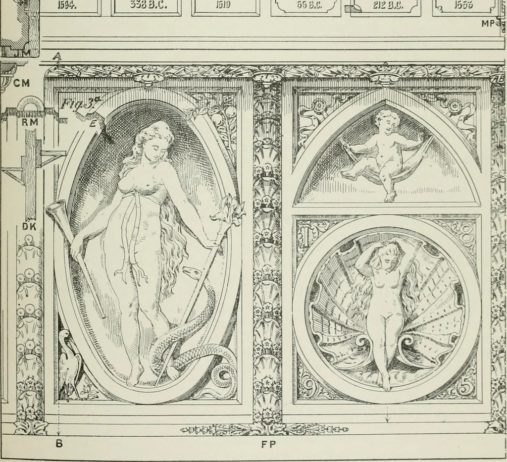 An illustration from Plastering, plain and decorative. A practical treatise on the art & craft of plastering and modelling, including full descriptions of the various tools, materials, processes, and appliances employed ... together with an account of historical plastering in England, Scotland, and Ireland, accompanied by numerous examples, 1899, leaf 280