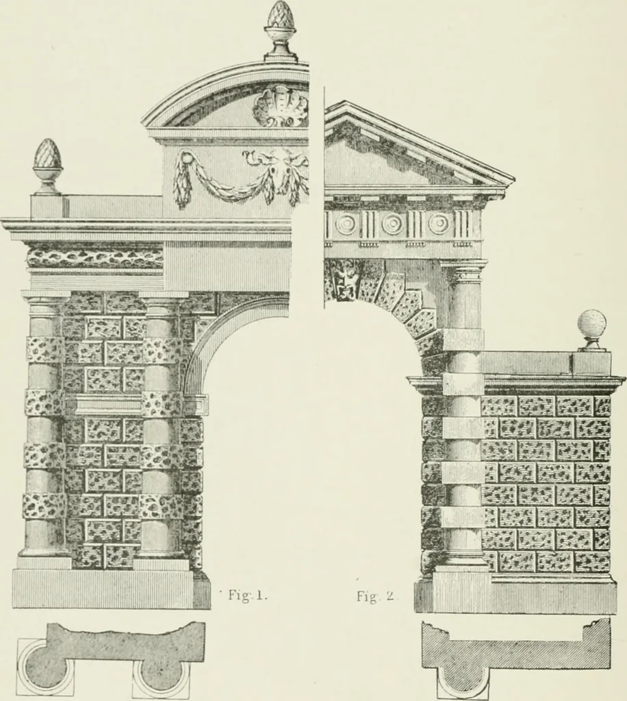 An illustration from Plastering, plain and decorative. A practical treatise on the art & craft of plastering and modelling, including full descriptions of the various tools, materials, processes, and appliances employed ... together with an account of historical plastering in England, Scotland, and Ireland, accompanied by numerous examples, 1899, leaf 309