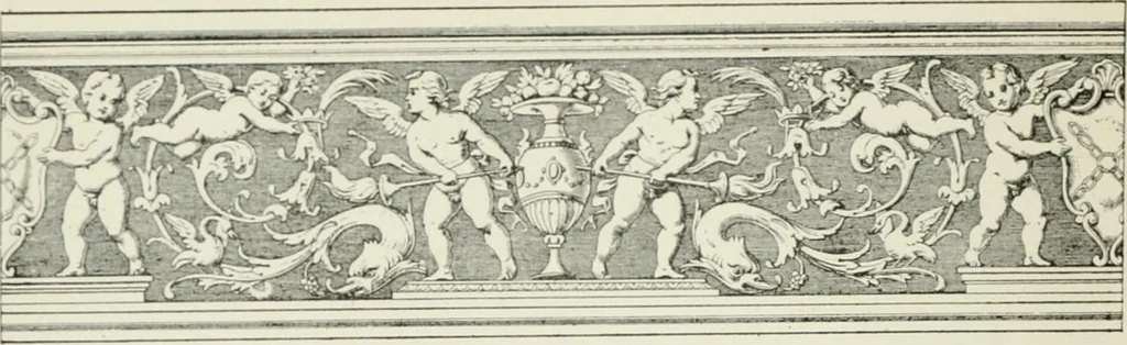 An illustration from Plastering, plain and decorative. A practical treatise on the art & craft of plastering and modelling, including full descriptions of the various tools, materials, processes, and appliances employed ... together with an account of historical plastering in England, Scotland, and Ireland, accompanied by numerous examples, 1899, leaf 319