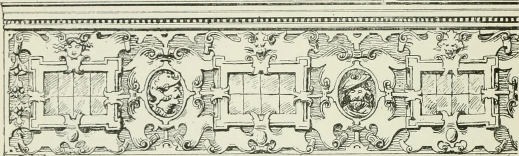 An illustration from Plastering, plain and decorative. A practical treatise on the art & craft of plastering and modelling, including full descriptions of the various tools, materials, processes, and appliances employed ... together with an account of historical plastering in England, Scotland, and Ireland, accompanied by numerous examples, 1899, leaf 339