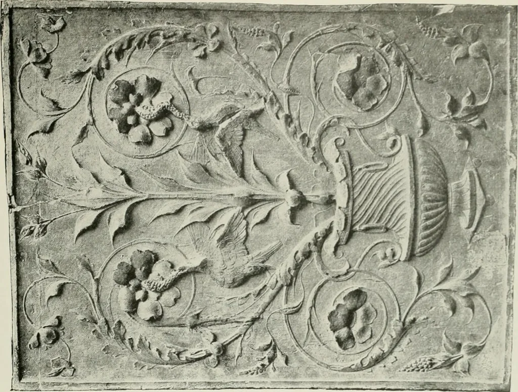 An illustration from Plastering, plain and decorative. A practical treatise on the art & craft of plastering and modelling, including full descriptions of the various tools, materials, processes, and appliances employed ... together with an account of historical plastering in England, Scotland, and Ireland, accompanied by numerous examples, 1899, leaf 344
