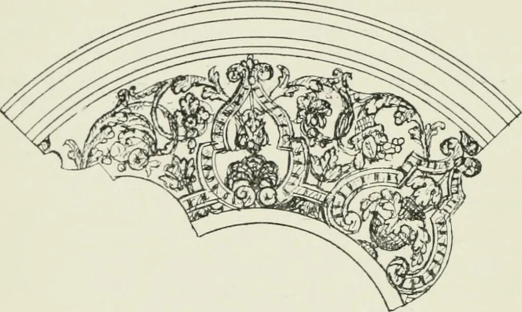 An illustration from Plastering, plain and decorative. A practical treatise on the art & craft of plastering and modelling, including full descriptions of the various tools, materials, processes, and appliances employed ... together with an account of historical plastering in England, Scotland, and Ireland, accompanied by numerous examples, 1899, leaf 415
