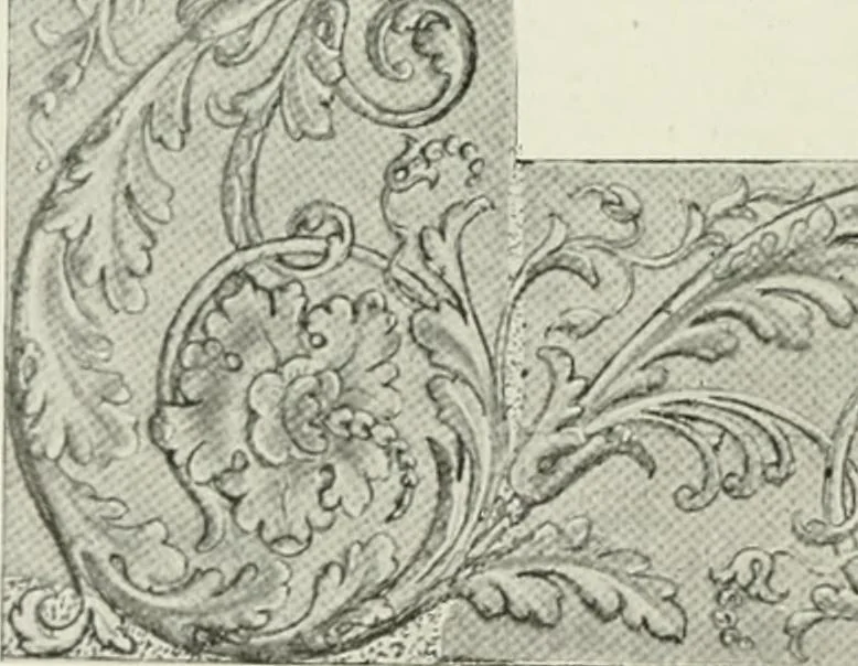 An illustration from Plastering, plain and decorative. A practical treatise on the art & craft of plastering and modelling, including full descriptions of the various tools, materials, processes, and appliances employed ... together with an account of historical plastering in England, Scotland, and Ireland, accompanied by numerous examples, 1899, leaf 417