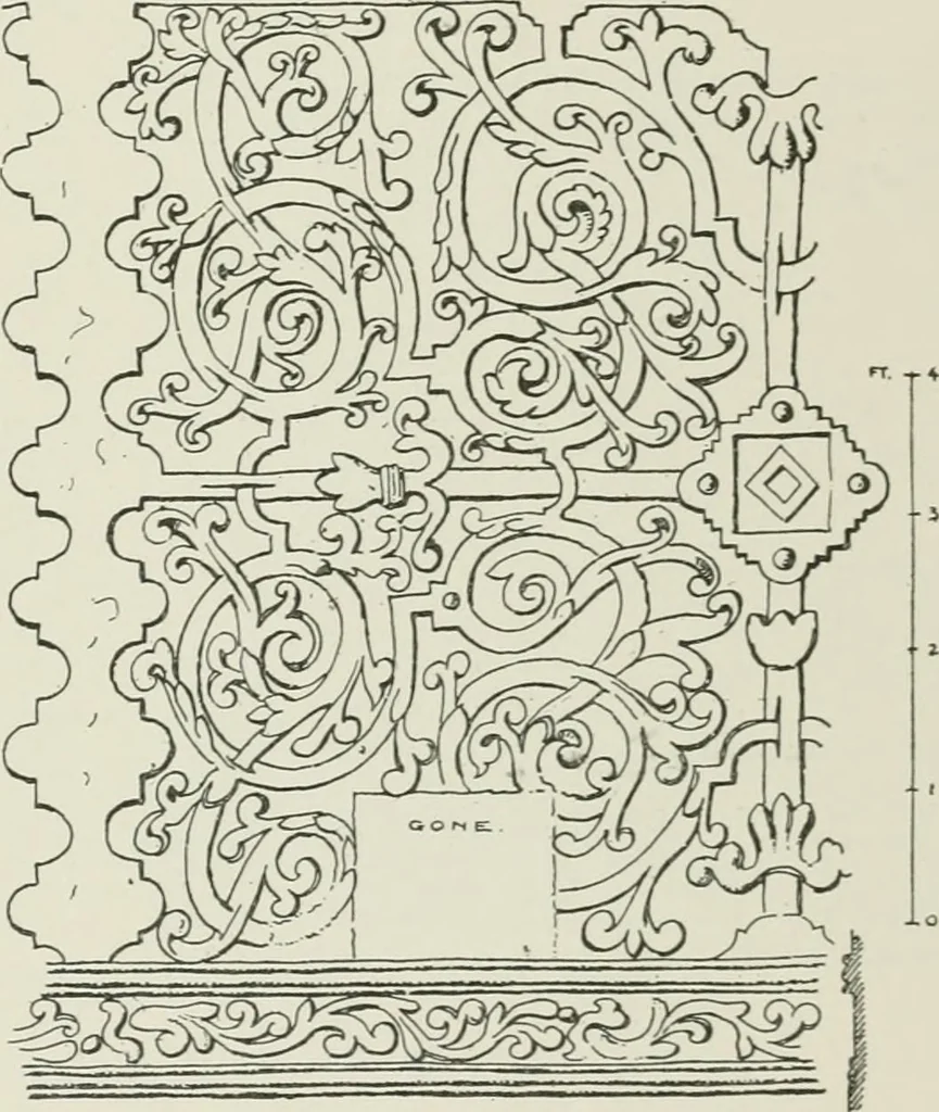 An illustration from Plastering, plain and decorative. A practical treatise on the art & craft of plastering and modelling, including full descriptions of the various tools, materials, processes, and appliances employed ... together with an account of historical plastering in England, Scotland, and Ireland, accompanied by numerous examples, 1899, leaf 42