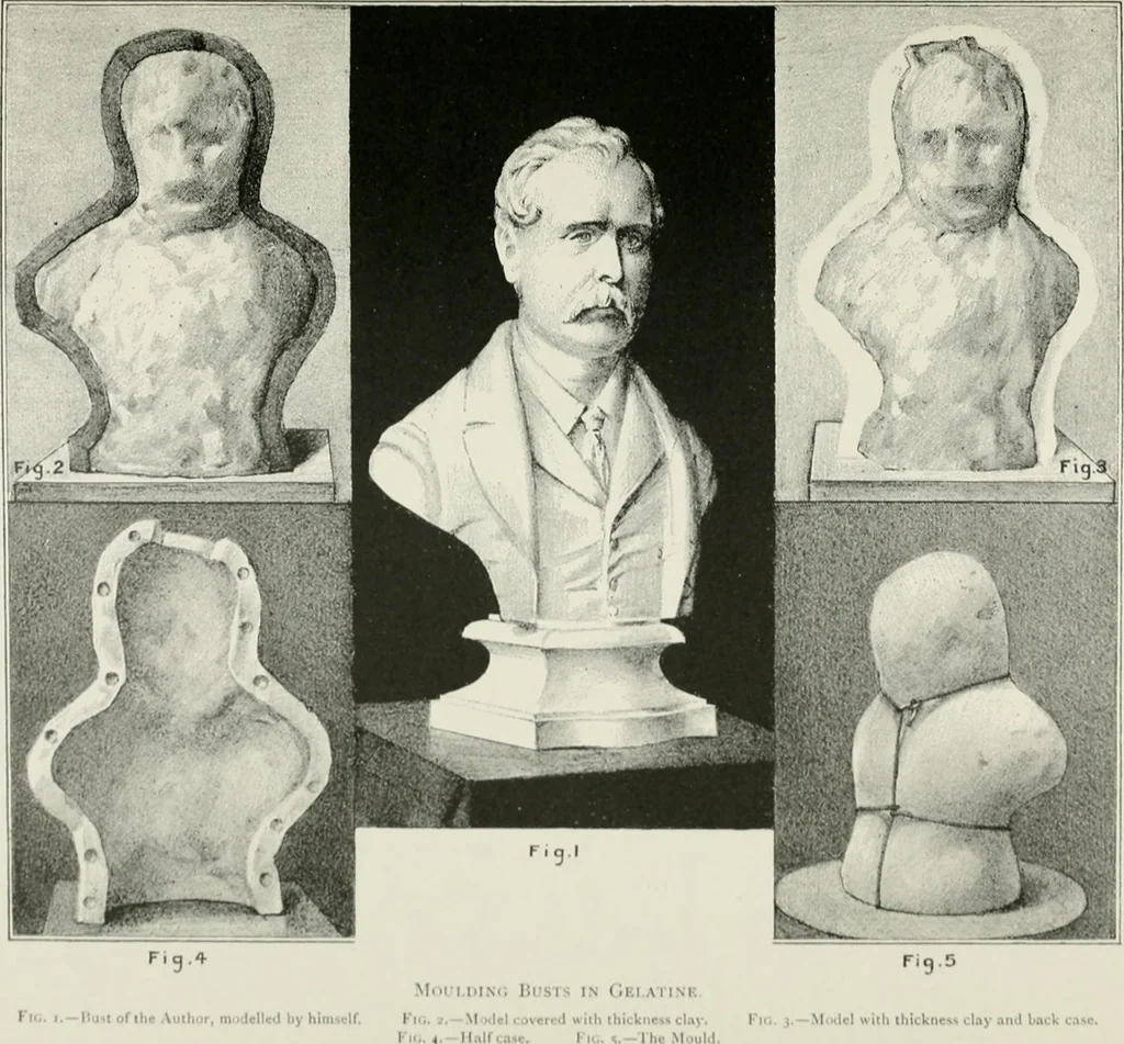 An illustration from Plastering, plain and decorative. A practical treatise on the art & craft of plastering and modelling, including full descriptions of the various tools, materials, processes, and appliances employed ... together with an account of historical plastering in England, Scotland, and Ireland, accompanied by numerous examples, 1899, leaf 436