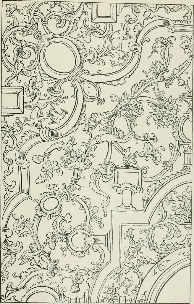 An illustration from Plastering, plain and decorative. A practical treatise on the art & craft of plastering and modelling, including full descriptions of the various tools, materials, processes, and appliances employed ... together with an account of historical plastering in England, Scotland, and Ireland, accompanied by numerous examples, 1899, leaf 542
