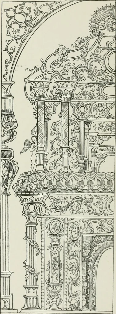 An illustration from Plastering, plain and decorative. A practical treatise on the art & craft of plastering and modelling, including full descriptions of the various tools, materials, processes, and appliances employed ... together with an account of historical plastering in England, Scotland, and Ireland, accompanied by numerous examples, 1899, leaf 548