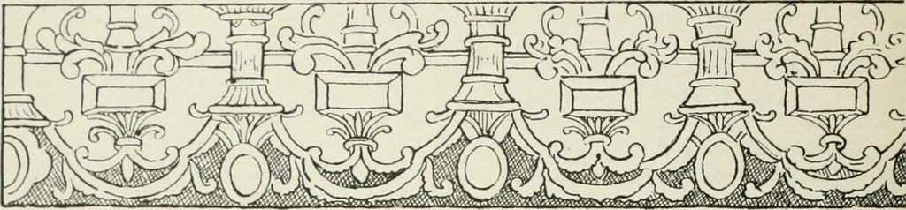 An illustration from Plastering, plain and decorative. A practical treatise on the art & craft of plastering and modelling, including full descriptions of the various tools, materials, processes, and appliances employed ... together with an account of historical plastering in England, Scotland, and Ireland, accompanied by numerous examples, 1899, leaf 549