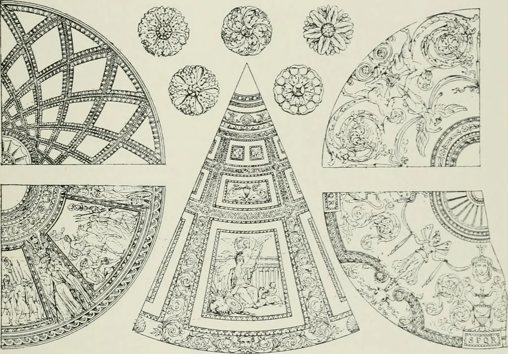 An illustration from Plastering, plain and decorative. A practical treatise on the art & craft of plastering and modelling, including full descriptions of the various tools, materials, processes, and appliances employed ... together with an account of historical plastering in England, Scotland, and Ireland, accompanied by numerous examples, 1899, leaf 562