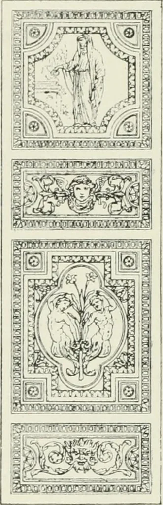An illustration from Plastering, plain and decorative. A practical treatise on the art & craft of plastering and modelling, including full descriptions of the various tools, materials, processes, and appliances employed ... together with an account of historical plastering in England, Scotland, and Ireland, accompanied by numerous examples, 1899, leaf 563