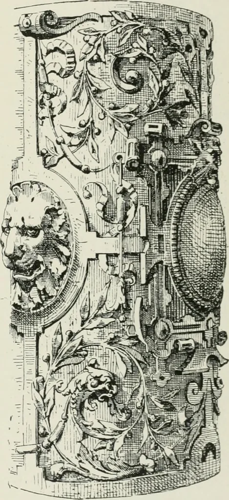 An illustration from Plastering, plain and decorative. A practical treatise on the art & craft of plastering and modelling, including full descriptions of the various tools, materials, processes, and appliances employed ... together with an account of historical plastering in England, Scotland, and Ireland, accompanied by numerous examples, 1899, leaf 574