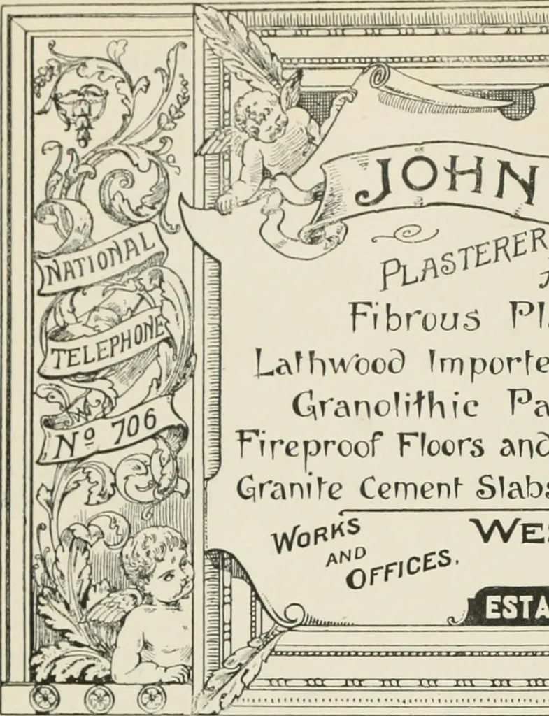 An illustration from Plastering, plain and decorative. A practical treatise on the art & craft of plastering and modelling, including full descriptions of the various tools, materials, processes, and appliances employed ... together with an account of historical plastering in England, Scotland, and Ireland, accompanied by numerous examples, 1899, leaf 739