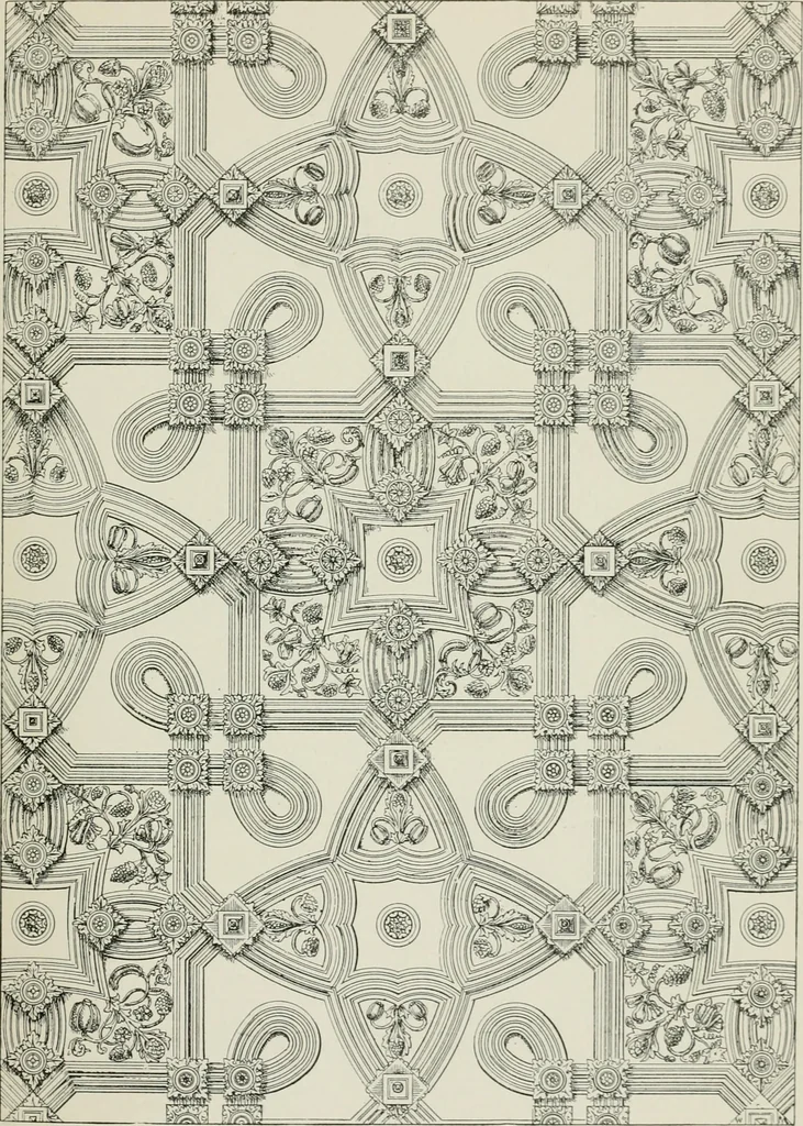 An illustration from Plastering, plain and decorative. A practical treatise on the art & craft of plastering and modelling, including full descriptions of the various tools, materials, processes, and appliances employed ... together with an account of historical plastering in England, Scotland, and Ireland, accompanied by numerous examples, 1899, leaf 74