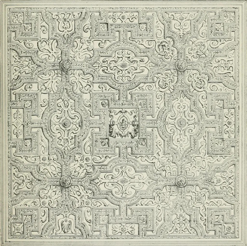 An illustration from Plastering, plain and decorative. A practical treatise on the art & craft of plastering and modelling, including full descriptions of the various tools, materials, processes, and appliances employed ... together with an account of historical plastering in England, Scotland, and Ireland, accompanied by numerous examples, 1899, leaf 84