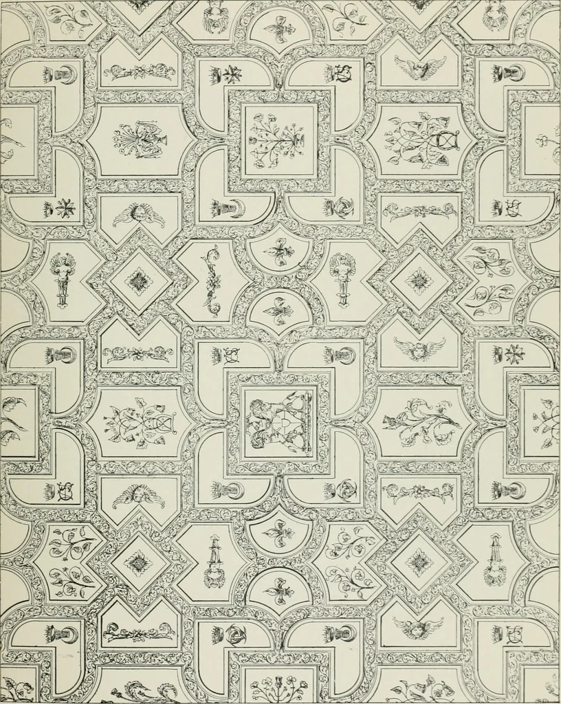 An illustration from Plastering, plain and decorative. A practical treatise on the art & craft of plastering and modelling, including full descriptions of the various tools, materials, processes, and appliances employed ... together with an account of historical plastering in England, Scotland, and Ireland, accompanied by numerous examples, 1899, leaf 90