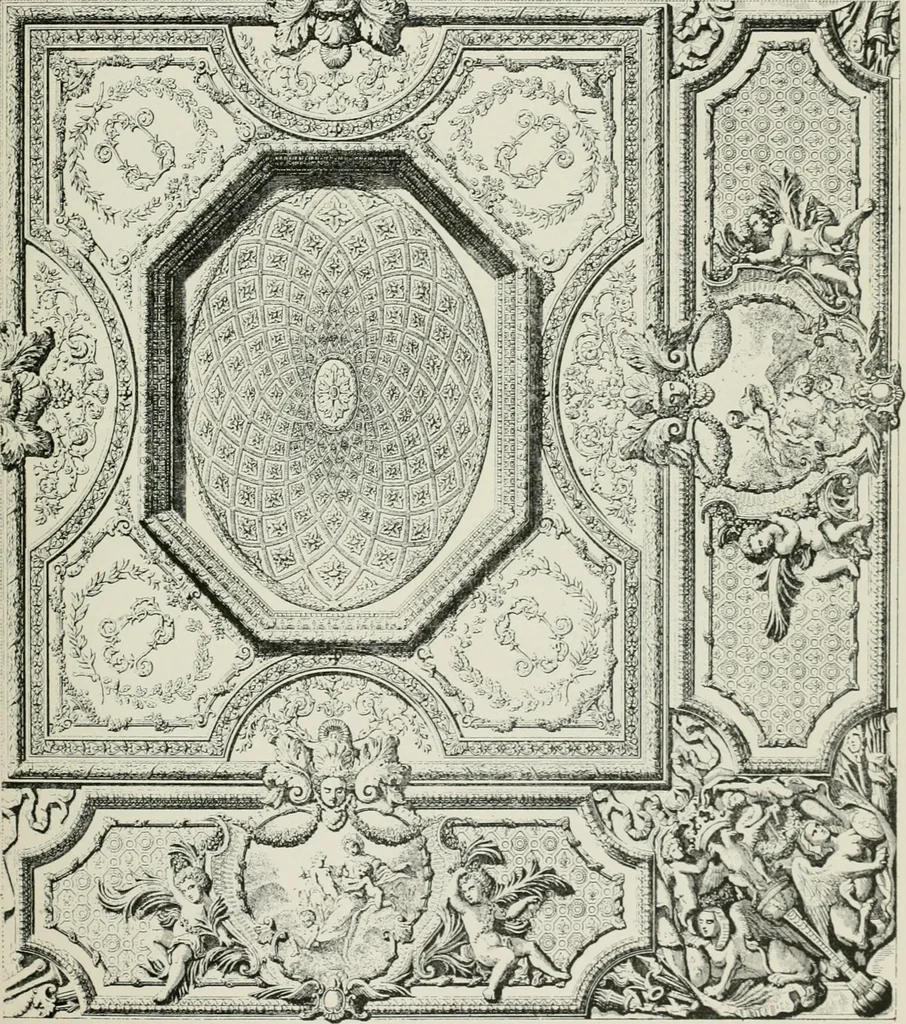 An illustration from Plastering, plain and decorative. A practical treatise on the art & craft of plastering and modelling, including full descriptions of the various tools, materials, processes, and appliances employed ... together with an account of historical plastering in England, Scotland, and Ireland, accompanied by numerous examples, 1899, leaf 98