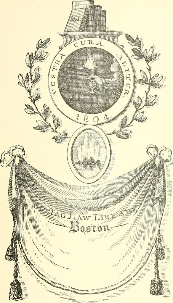 An illustration from American book-plates, a guide to their study with examples ... With a bibliography by Eben Hewins ... Illustrated with many reproductions of rare and interesting book-plates and in the finer editions with many prints from the original coppers both old and recent, 1905, leaf 102