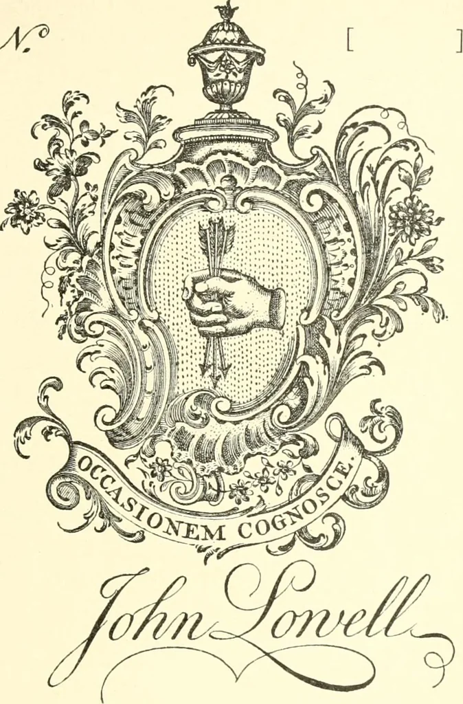 An illustration from American book-plates, a guide to their study with examples ... With a bibliography by Eben Hewins ... Illustrated with many reproductions of rare and interesting book-plates and in the finer editions with many prints from the original coppers both old and recent, 1905, leaf 156