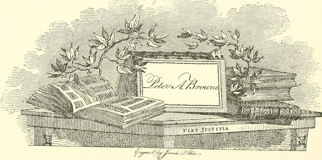 An illustration from American book-plates, a guide to their study with examples ... With a bibliography by Eben Hewins ... Illustrated with many reproductions of rare and interesting book-plates and in the finer editions with many prints from the original coppers both old and recent, 1905, leaf 159