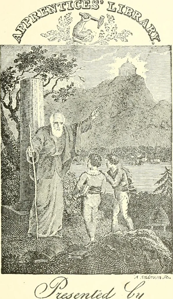 An illustration from American book-plates, a guide to their study with examples ... With a bibliography by Eben Hewins ... Illustrated with many reproductions of rare and interesting book-plates and in the finer editions with many prints from the original coppers both old and recent, 1905, leaf 162