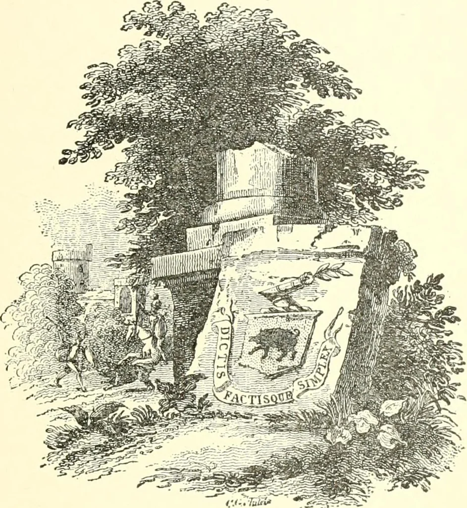 An illustration from American book-plates, a guide to their study with examples ... With a bibliography by Eben Hewins ... Illustrated with many reproductions of rare and interesting book-plates and in the finer editions with many prints from the original coppers both old and recent, 1905, leaf 170