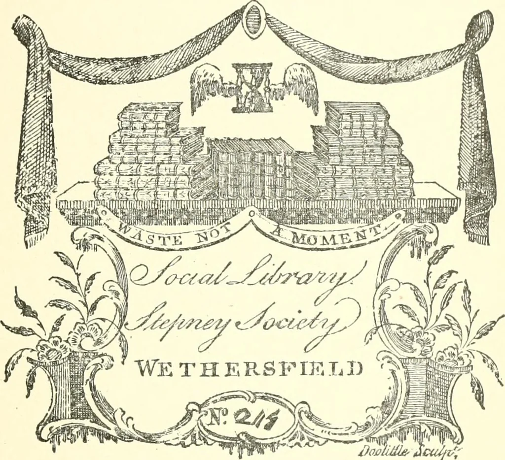 An illustration from American book-plates, a guide to their study with examples ... With a bibliography by Eben Hewins ... Illustrated with many reproductions of rare and interesting book-plates and in the finer editions with many prints from the original coppers both old and recent, 1905, leaf 176