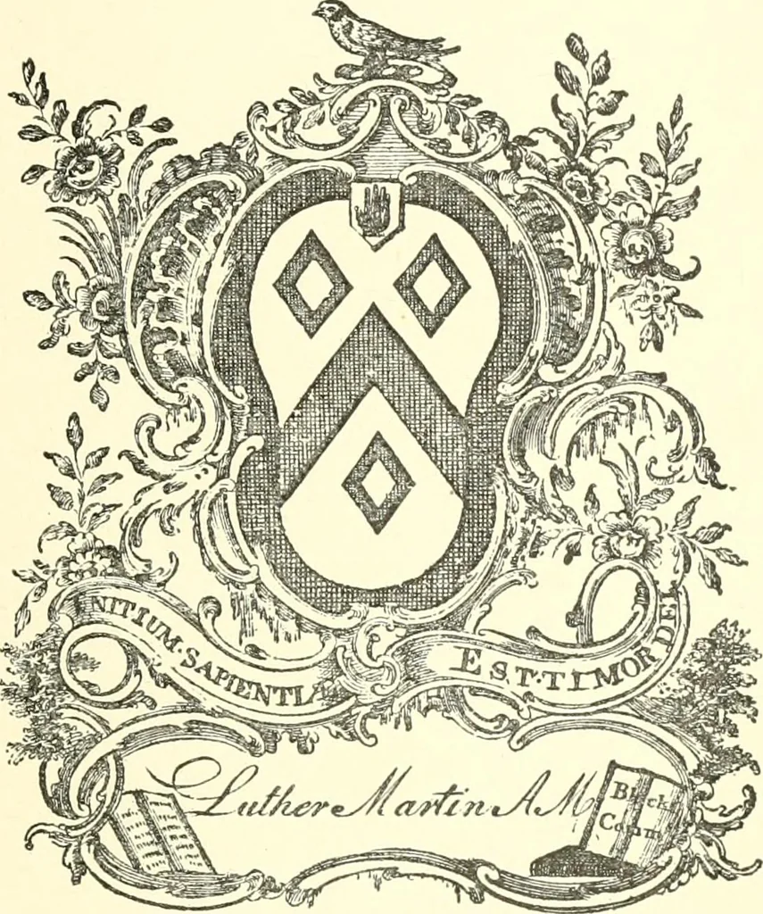 An illustration from American book-plates, a guide to their study with examples ... With a bibliography by Eben Hewins ... Illustrated with many reproductions of rare and interesting book-plates and in the finer editions with many prints from the original coppers both old and recent, 1905, leaf 202