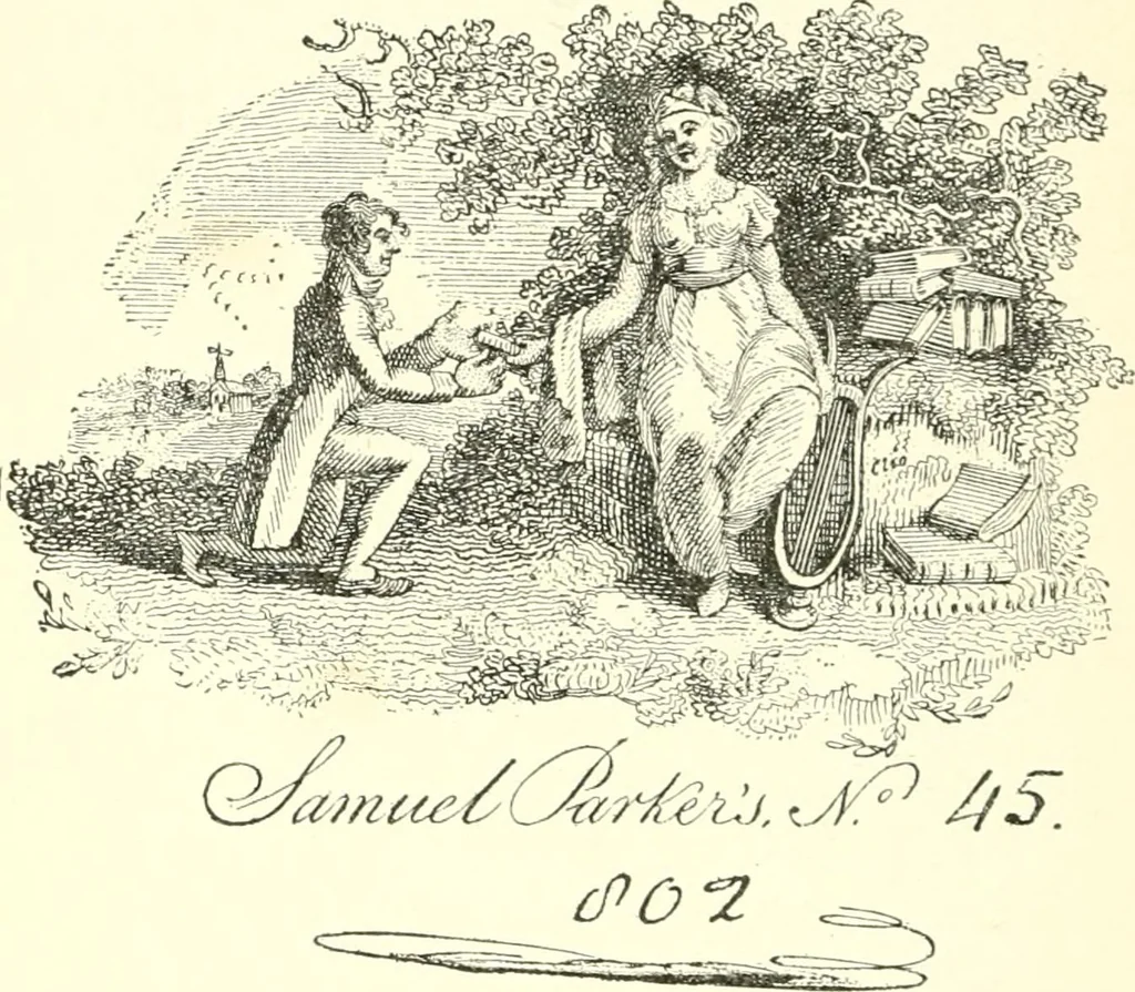 An illustration from American book-plates, a guide to their study with examples ... With a bibliography by Eben Hewins ... Illustrated with many reproductions of rare and interesting book-plates and in the finer editions with many prints from the original coppers both old and recent, 1905, leaf 309