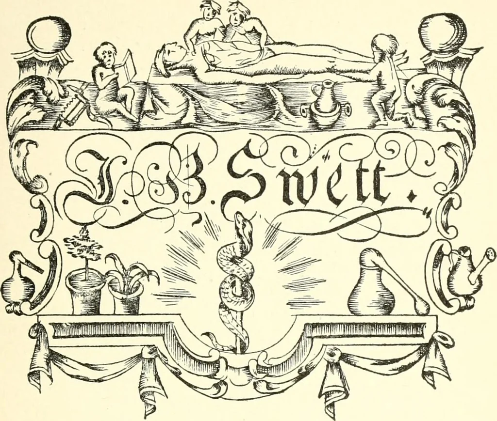 An illustration from American book-plates, a guide to their study with examples ... With a bibliography by Eben Hewins ... Illustrated with many reproductions of rare and interesting book-plates and in the finer editions with many prints from the original coppers both old and recent, 1905, leaf 338