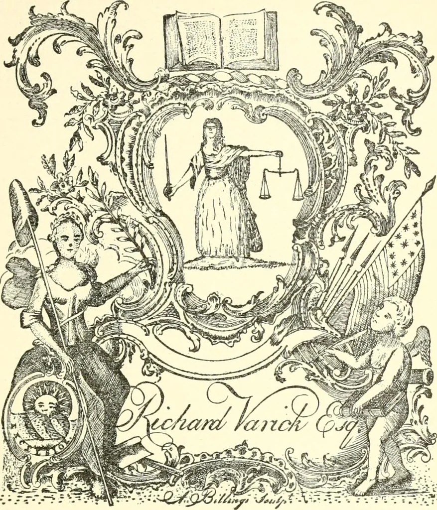An illustration from American book-plates, a guide to their study with examples ... With a bibliography by Eben Hewins ... Illustrated with many reproductions of rare and interesting book-plates and in the finer editions with many prints from the original coppers both old and recent, 1905, leaf 344
