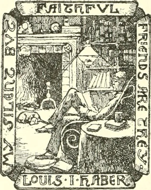 An illustration from American book-plates, a guide to their study with examples ... With a bibliography by Eben Hewins ... Illustrated with many reproductions of rare and interesting book-plates and in the finer editions with many prints from the original coppers both old and recent, 1905, leaf 373