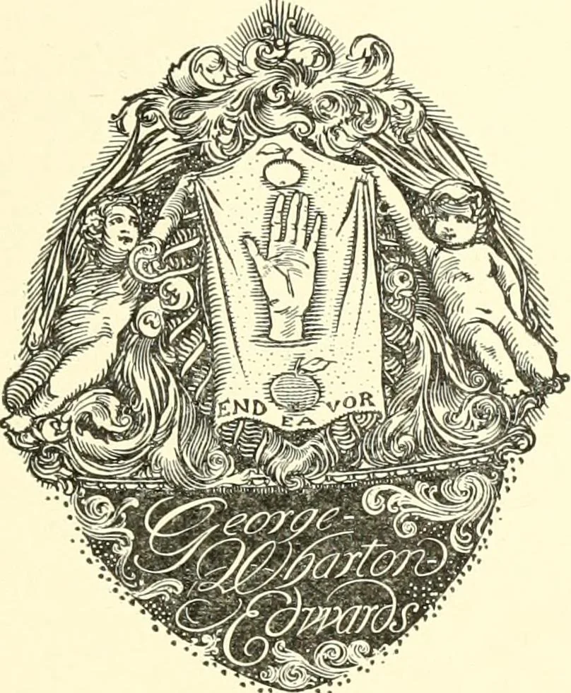 An illustration from American book-plates, a guide to their study with examples ... With a bibliography by Eben Hewins ... Illustrated with many reproductions of rare and interesting book-plates and in the finer editions with many prints from the original coppers both old and recent, 1905, leaf 404