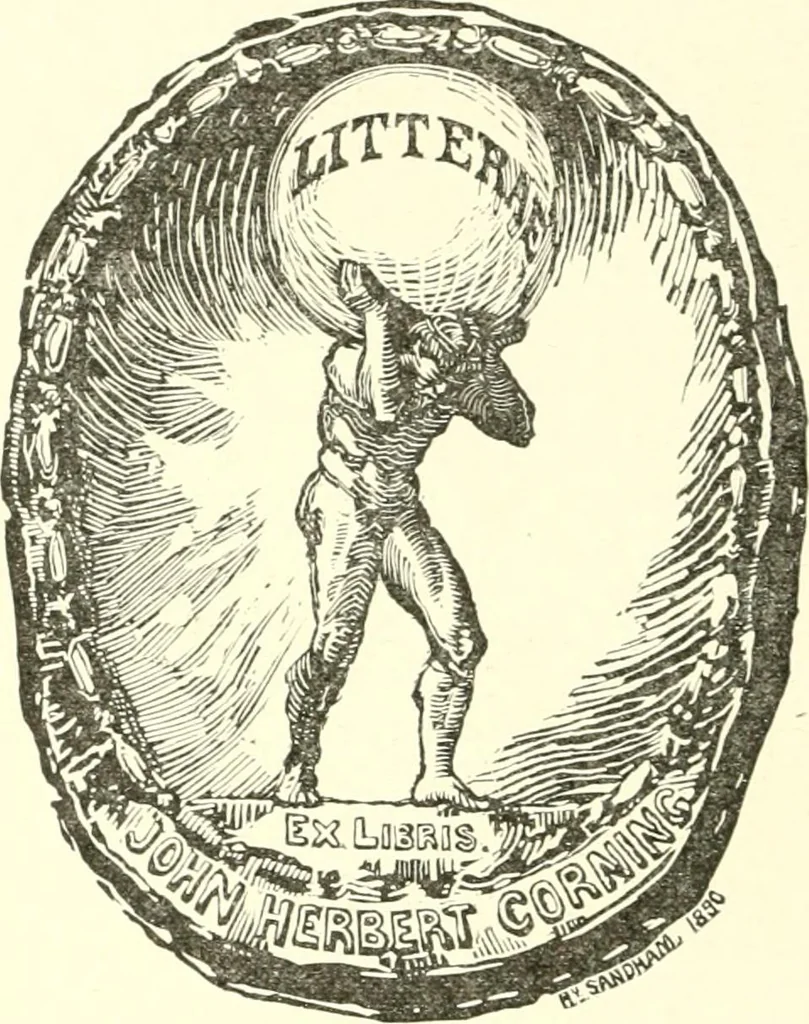 An illustration from American book-plates, a guide to their study with examples ... With a bibliography by Eben Hewins ... Illustrated with many reproductions of rare and interesting book-plates and in the finer editions with many prints from the original coppers both old and recent, 1905, leaf 407