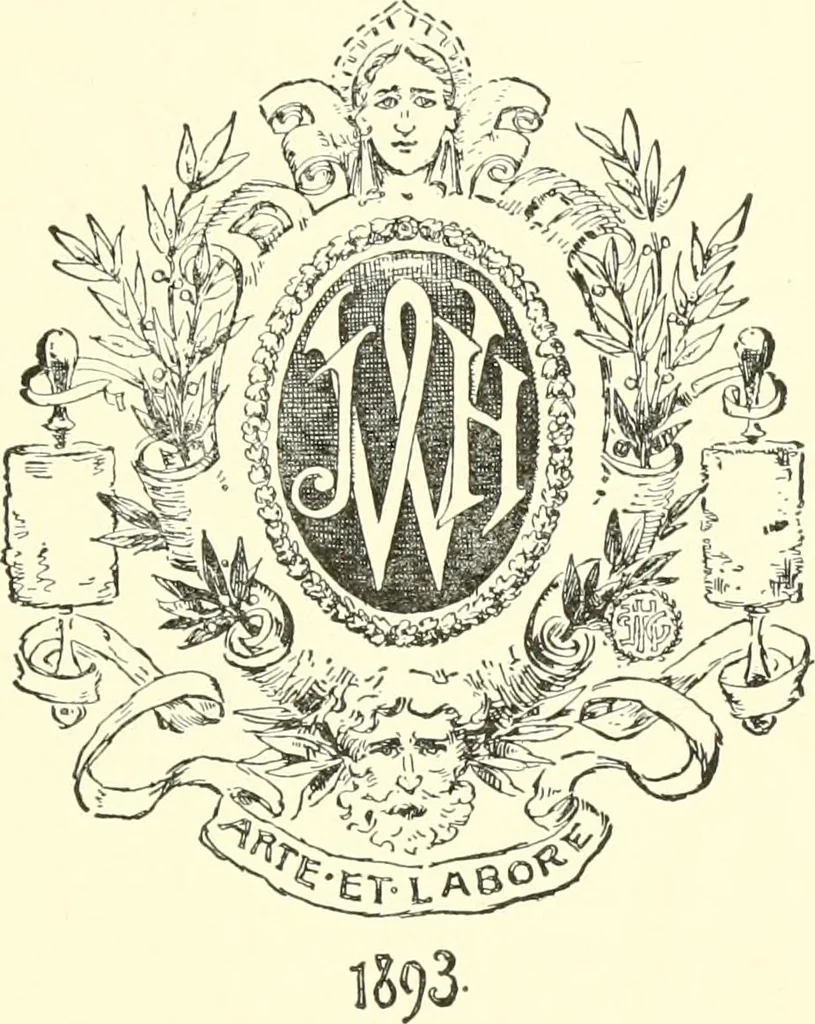 An illustration from American book-plates, a guide to their study with examples ... With a bibliography by Eben Hewins ... Illustrated with many reproductions of rare and interesting book-plates and in the finer editions with many prints from the original coppers both old and recent, 1905, leaf 418