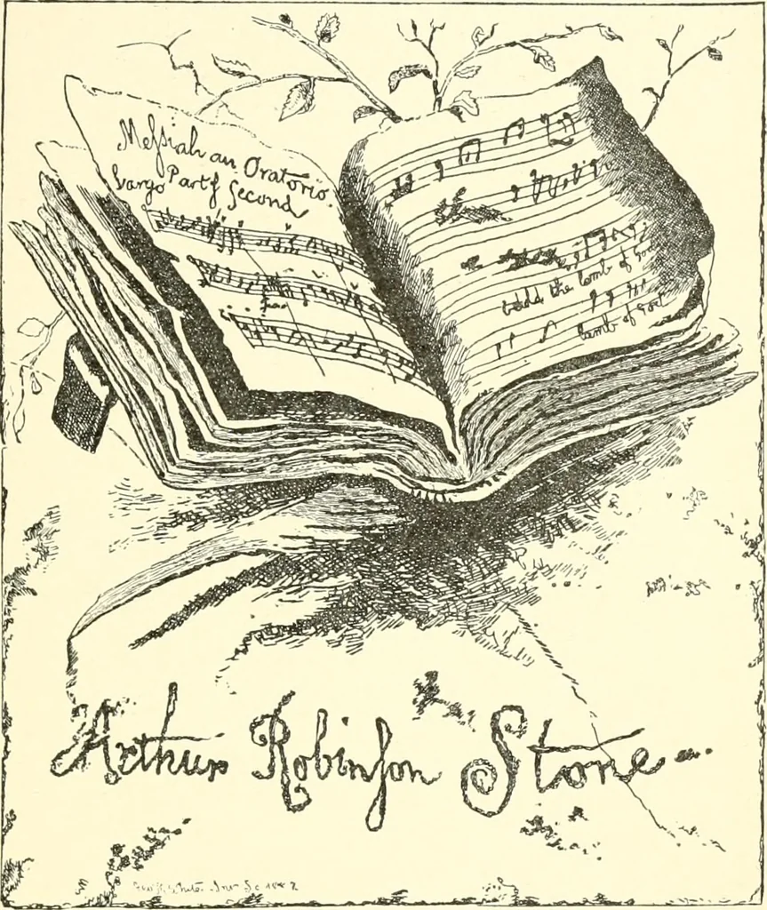 An illustration from American book-plates, a guide to their study with examples ... With a bibliography by Eben Hewins ... Illustrated with many reproductions of rare and interesting book-plates and in the finer editions with many prints from the original coppers both old and recent, 1905, leaf 424