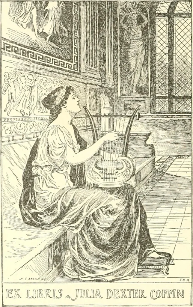 An illustration from American book-plates, a guide to their study with examples ... With a bibliography by Eben Hewins ... Illustrated with many reproductions of rare and interesting book-plates and in the finer editions with many prints from the original coppers both old and recent, 1905, leaf 437