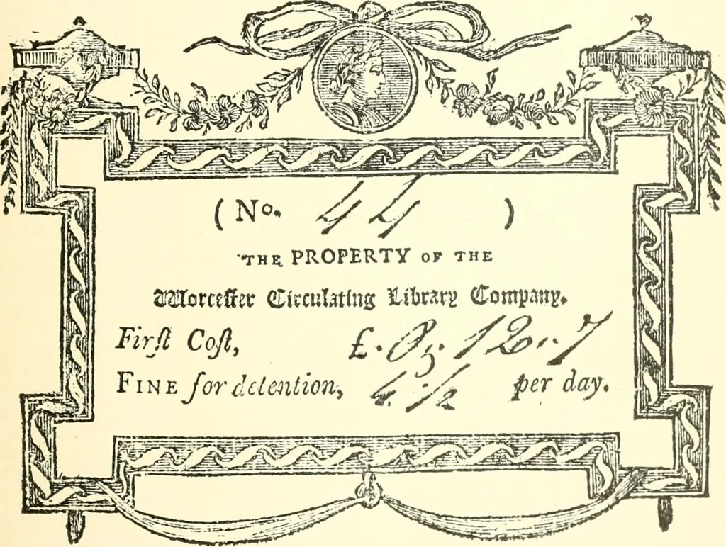 An illustration from American book-plates, a guide to their study with examples ... With a bibliography by Eben Hewins ... Illustrated with many reproductions of rare and interesting book-plates and in the finer editions with many prints from the original coppers both old and recent, 1905, leaf 48