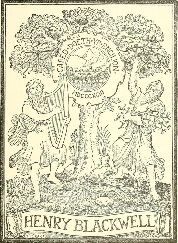 An illustration from American book-plates, a guide to their study with examples ... With a bibliography by Eben Hewins ... Illustrated with many reproductions of rare and interesting book-plates and in the finer editions with many prints from the original coppers both old and recent, 1905, leaf 58